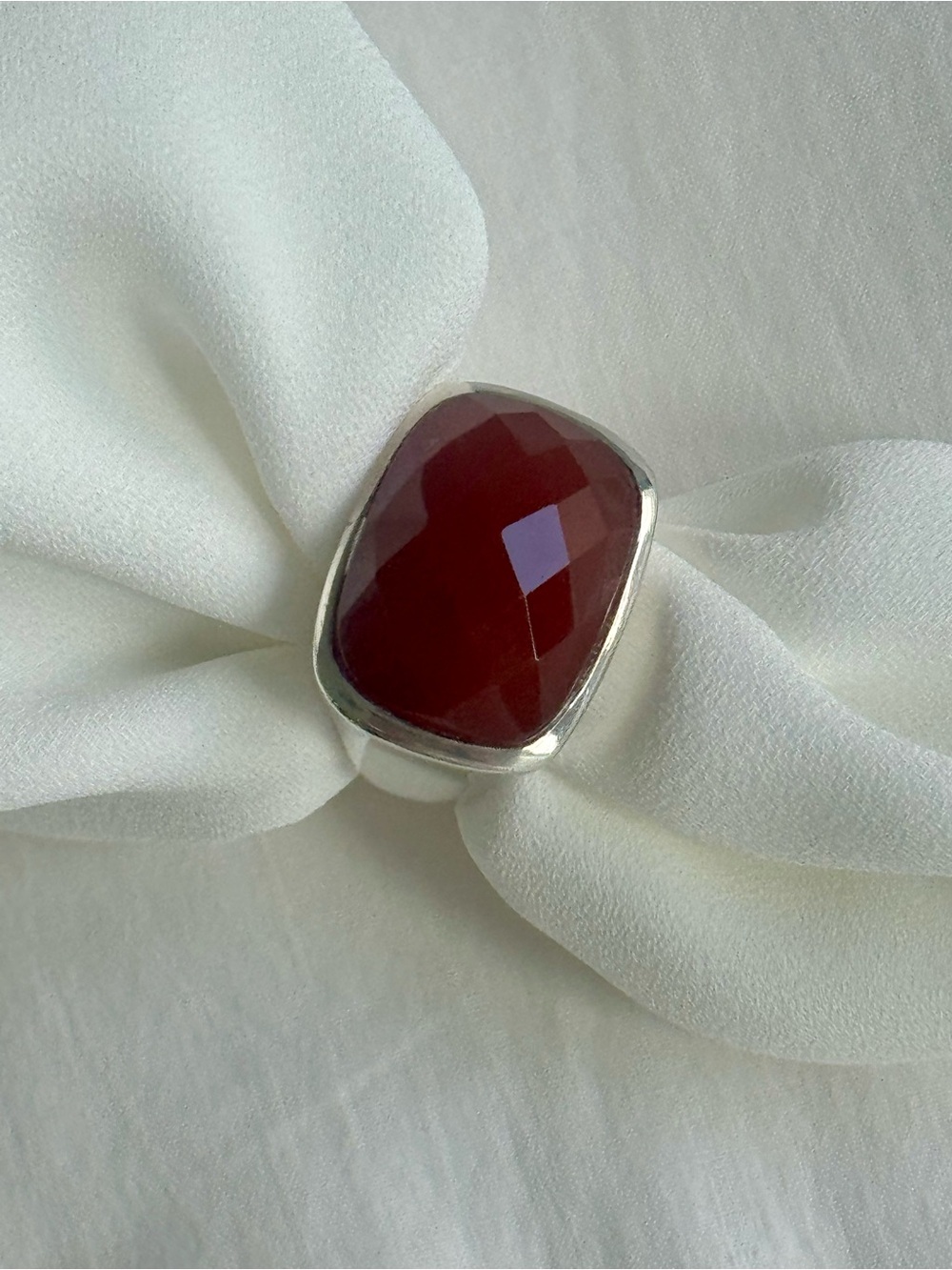 925 Sterling Silver Bezel Set Red Carnelian Ring 1 Stone Silver Red Stone